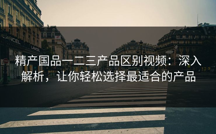 精产国品一二三产品区别视频：深入解析，让你轻松选择最适合的产品